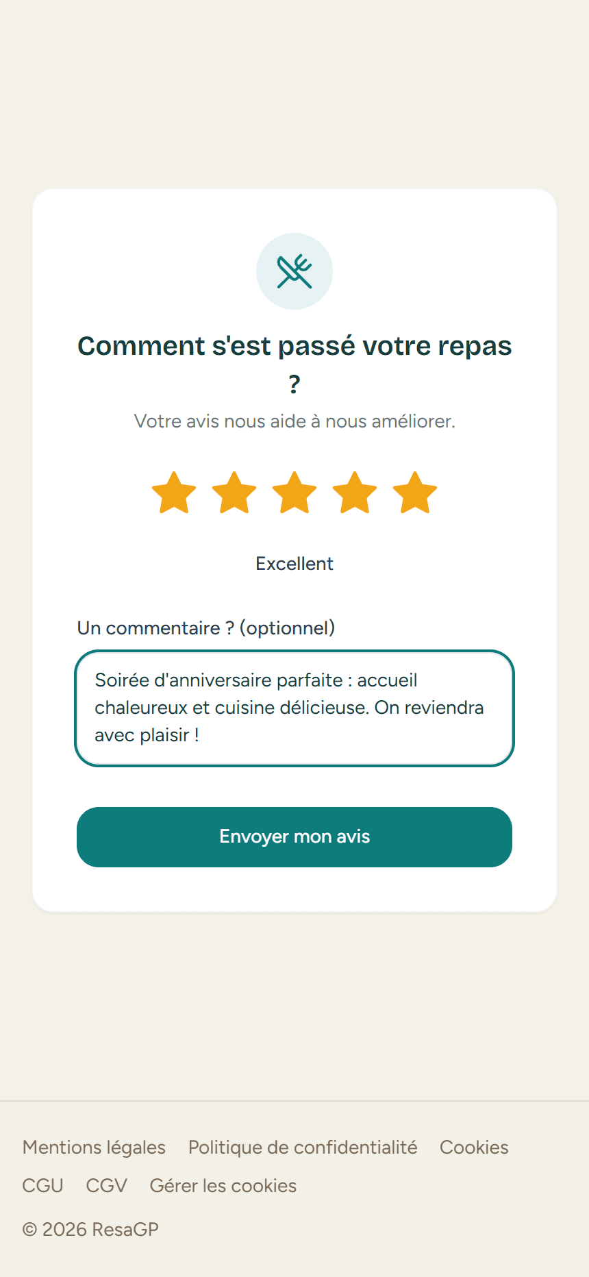 Demande d'avis client